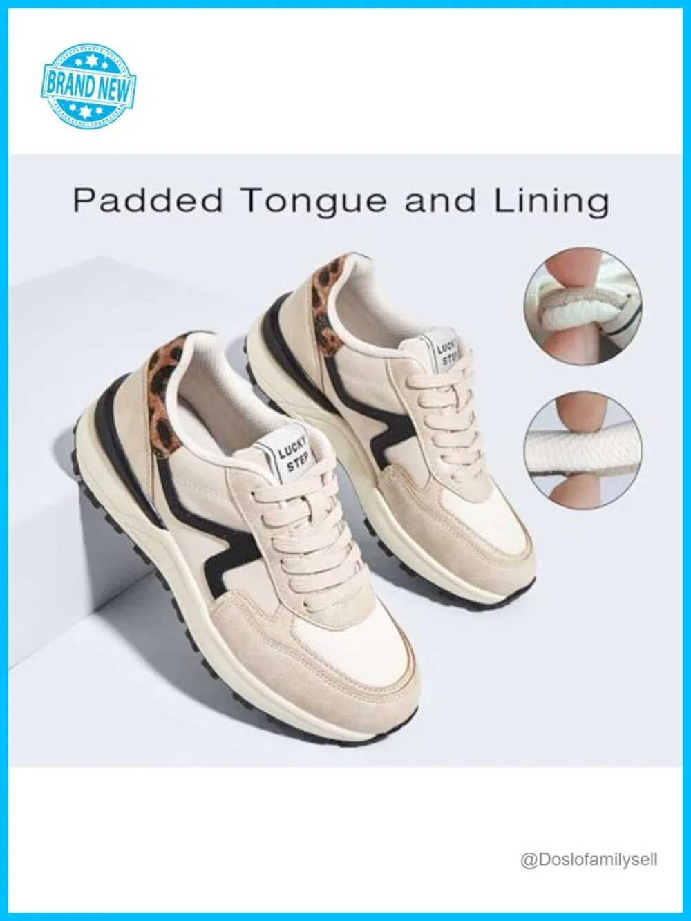 LUCKY STEP Women's Retro Fashion Casual Sneakers Faux Leather Suede Walking